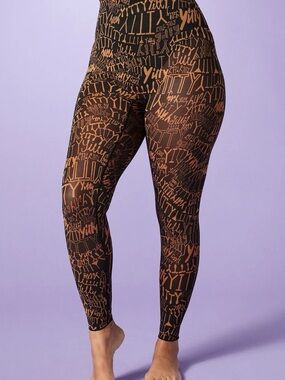YITTY Black Leggings with Bronze Logo Print
